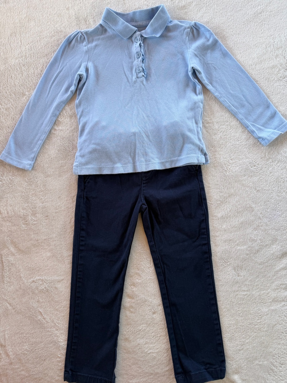 Uniform-Girls Light Blue Polo Top and Navy Pants Set Size 4T